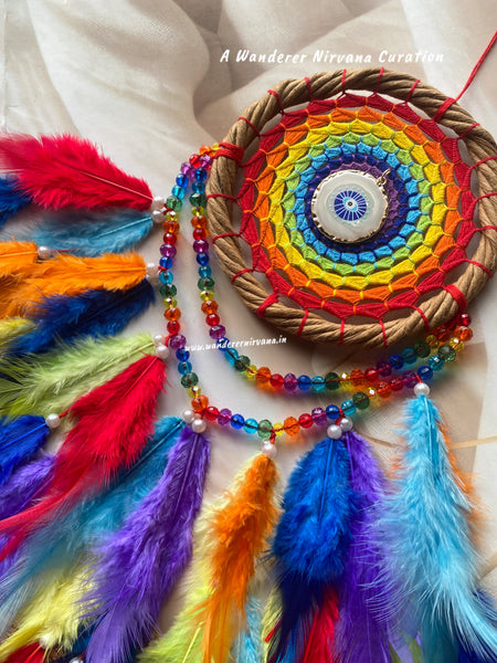 Rainbow Evileye Wreath Beaded Dreamcatcher