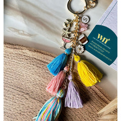 Boho Personalised Travel Coffee Charm Keychain Bagcharm