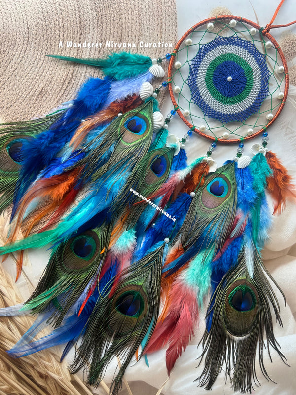 Intricate Pearl Morpankh Mayur Shells Dreamcatcher