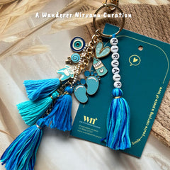 Boho Name Personalised Baby Bagcharm (Blue)