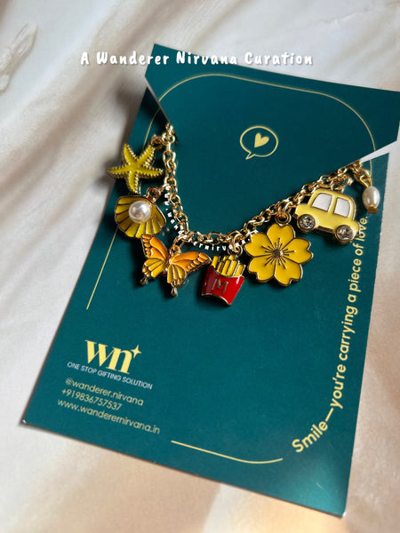 Yellow Moment Bracelet with pearl drop