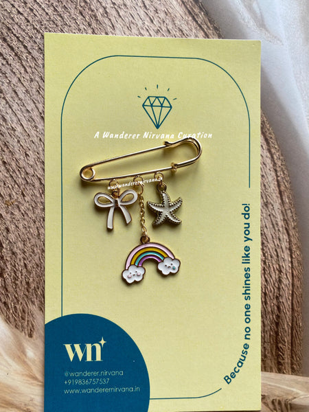 Bow Rainbow Starfish Brooch