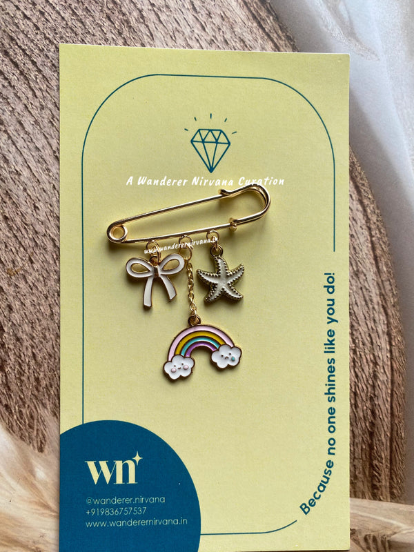 Bow Rainbow Starfish Brooch