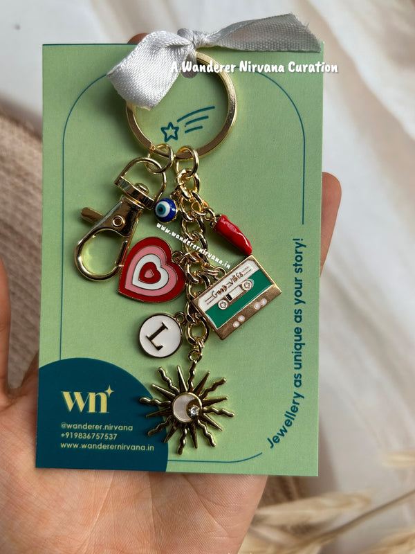 Sun Chilly Evileye Heart Personalised Good Vibes Keychain
