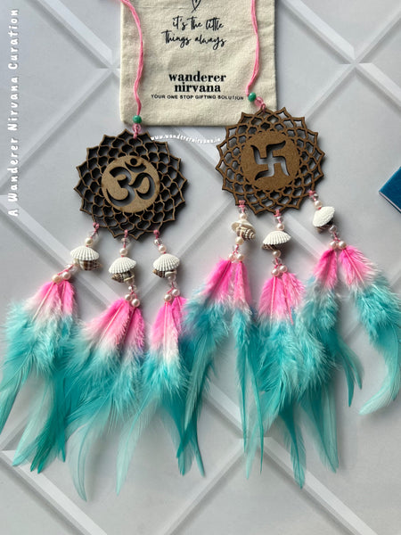 Ohm Swastik Pink and Mint Tyohar