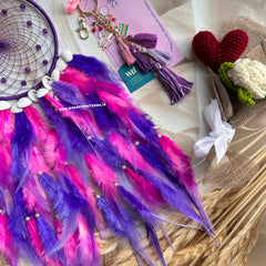 Purple Dreamcatcher Bagcharm Flower Hamper Box