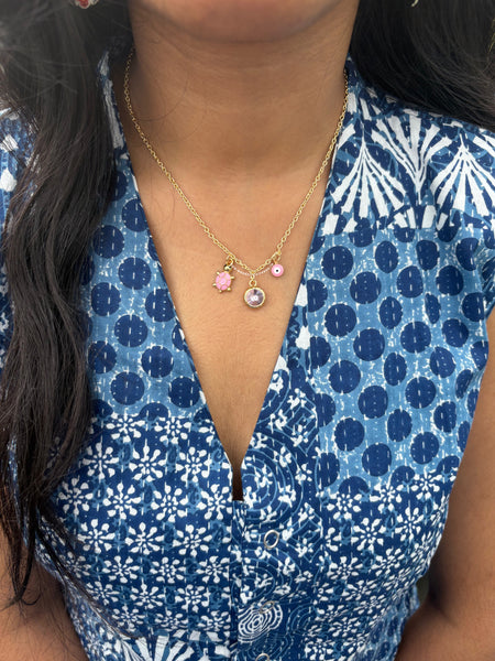 Pink Nazar Turtle Neckpiece
