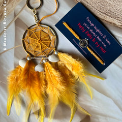 Bhaiya Bhabhi Dreamcatcher Tortoise Rakhi Set (Sunset Yellow)