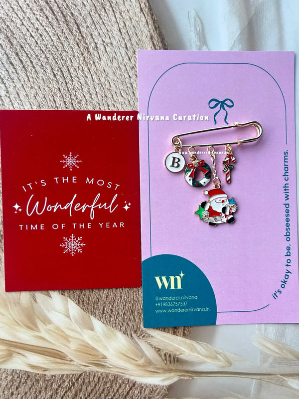 Christmas Santa Mistletoe Brooch