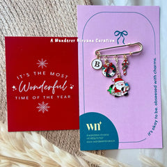 Christmas Santa Mistletoe Brooch