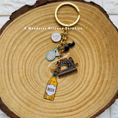 Badminton Beer Designer Personalised Keychain