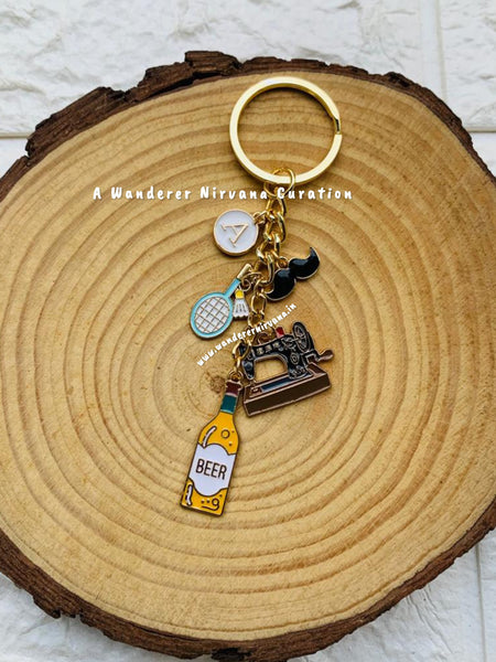 Badminton Beer Designer Personalised Keychain