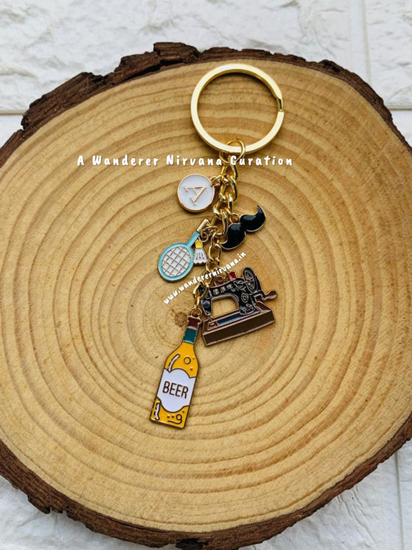 Badminton Beer Designer Personalised Keychain
