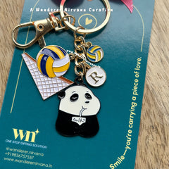 Panda Volleyball Personalised Keychain
