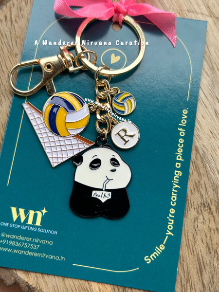 Panda Volleyball Personalised Keychain