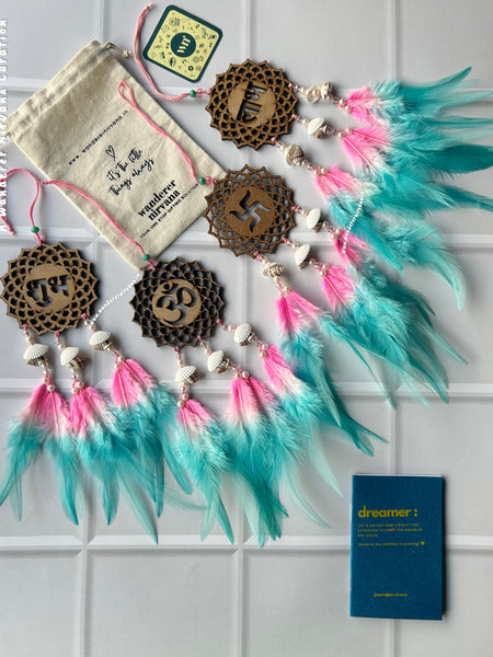 Shubh Labh Ohm Swastik Pink and Mint Tyohar