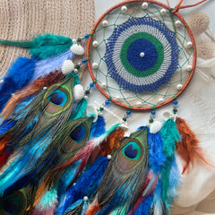Intricate Pearl Morpankh Mayur Shells Dreamcatcher