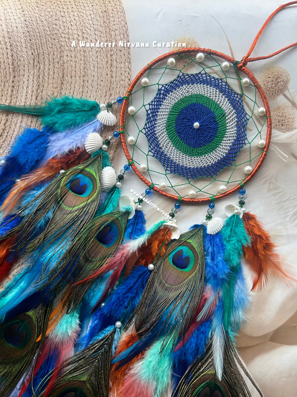 Intricate Pearl Morpankh Mayur Shells Dreamcatcher