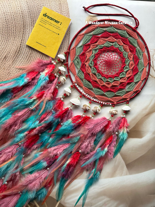 Olive Red Coral Rosewood Dreamcatcher