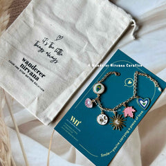 Morphank Purple Shell Universe Sun Maple Leaf Heart Bracelet with pearl drop