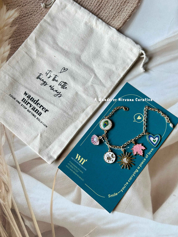 Morphank Purple Shell Universe Sun Maple Leaf Heart Bracelet with pearl drop