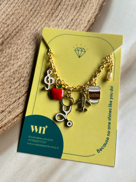 Apple Doctor Music Travel Coffee Bracelet with a pearl drop