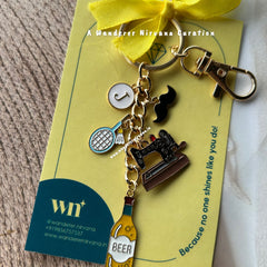 Badminton Beer Designer Personalised Keychain