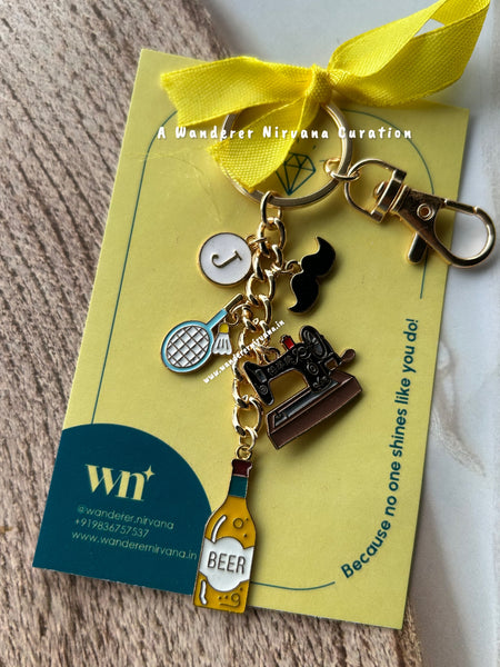 Badminton Beer Designer Personalised Keychain