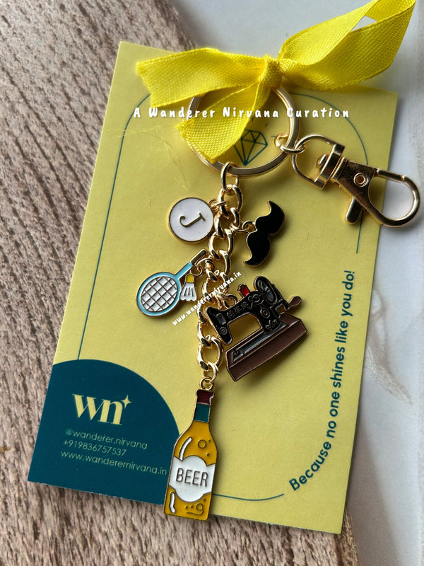 Badminton Beer Designer Personalised Keychain
