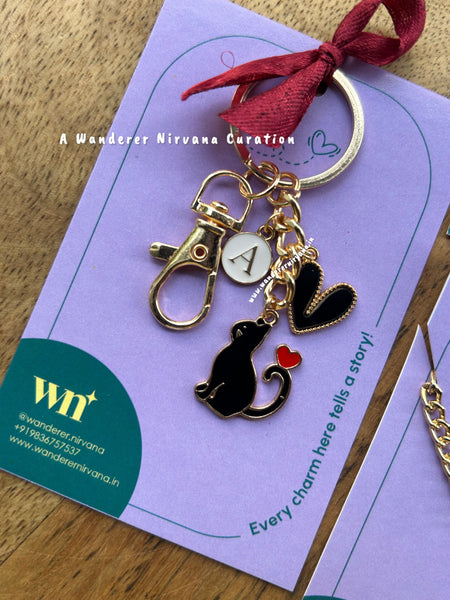 Cat Lover Keychain ( Black )