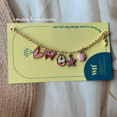 Beach Pink Lilac Lavender Dreamy Bracelet with pearl drop