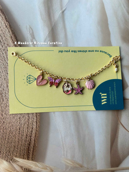 Beach Pink Lilac Lavender Dreamy Bracelet with pearl drop