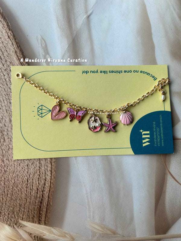 Beach Pink Lilac Lavender Dreamy Bracelet with pearl drop