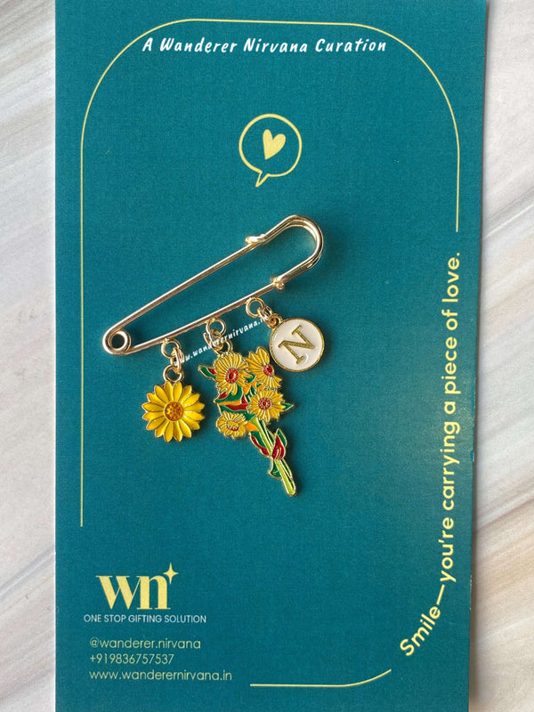 Sunflower Personalised Brooch