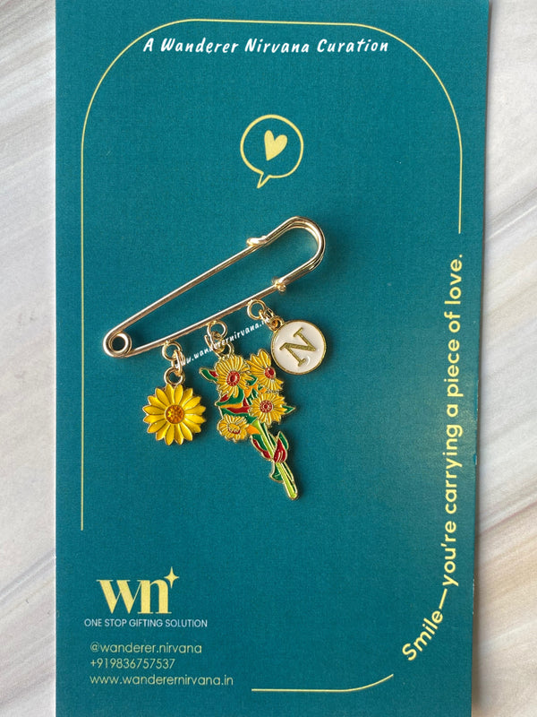 Sunflower Personalised Brooch