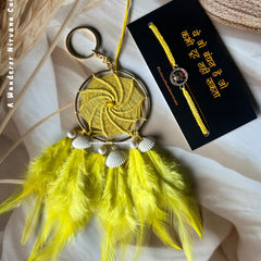 Bhaiya Bhabhi Dreamcatcher Tortoise Rakhi Set (BeeYellow)