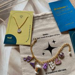Lavender Personalised Combo( Neckpiece, Bracelet, Phonecharm)