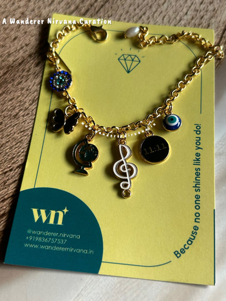 Evileye Butterfly Music 11:11 Travel Bracelet with pearl drop