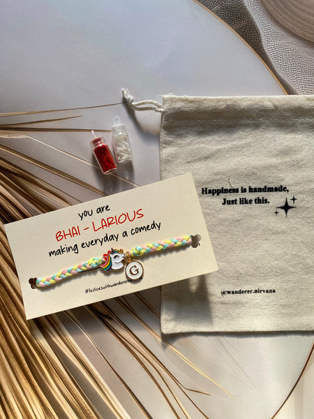 Unicorn Kids Rakhi with Alphabet