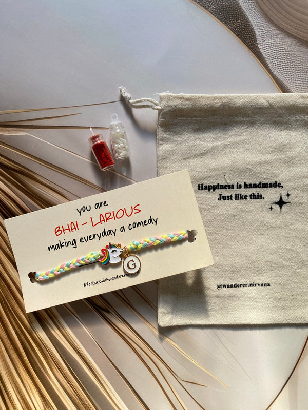 Unicorn Kids Rakhi with Alphabet
