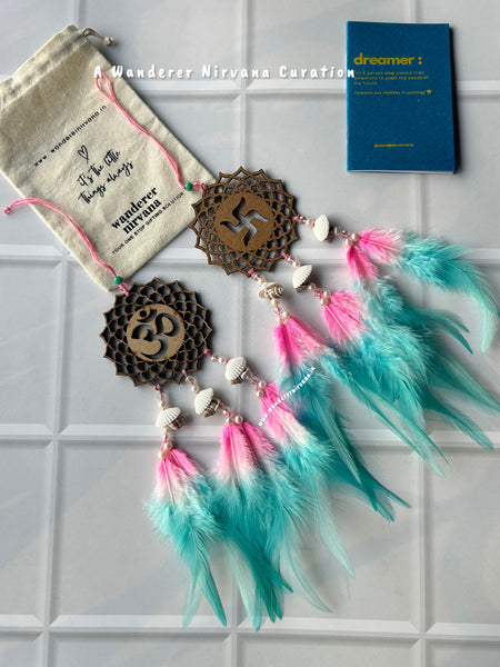 Ohm Swastik Pink and Mint Tyohar