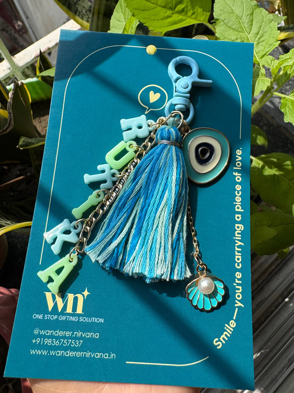 Personalised Blue Bagcharm
