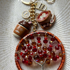 Coffee Lovers Dream Tree of Life Keychain Bagcharm