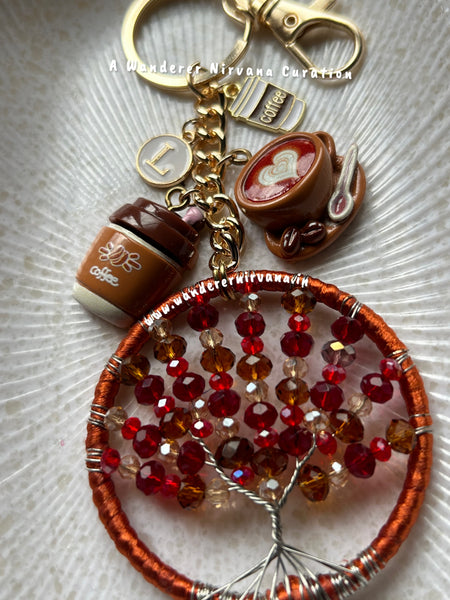 Coffee Lovers Dream Tree of Life Keychain Bagcharm