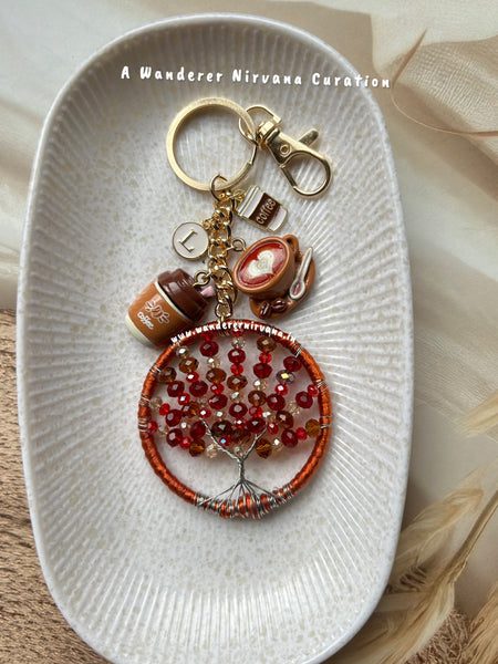 Coffee Lovers Dream Tree of Life Keychain Bagcharm