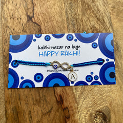 Infinity evil eye rakhi with Intial