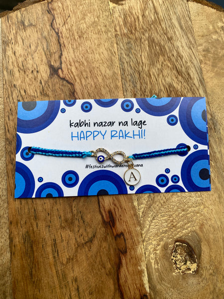 Infinity evil eye rakhi with Intial