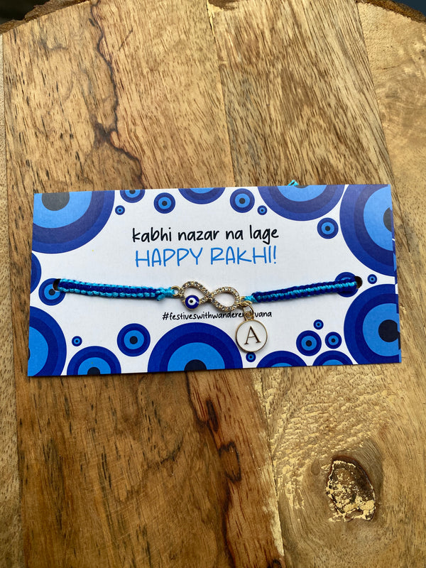 Infinity evil eye rakhi with Intial