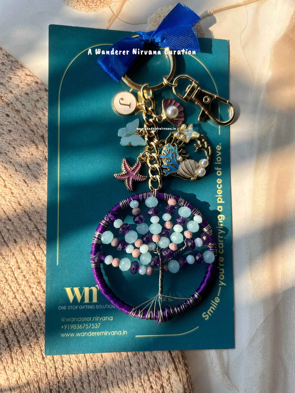 Blueberry Beach Personalised Tree of Life Keychain Bagcharm