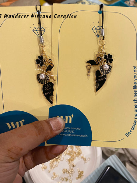 Best Friends Phone Charm Luck Flamingo Shell ( Set of 2)